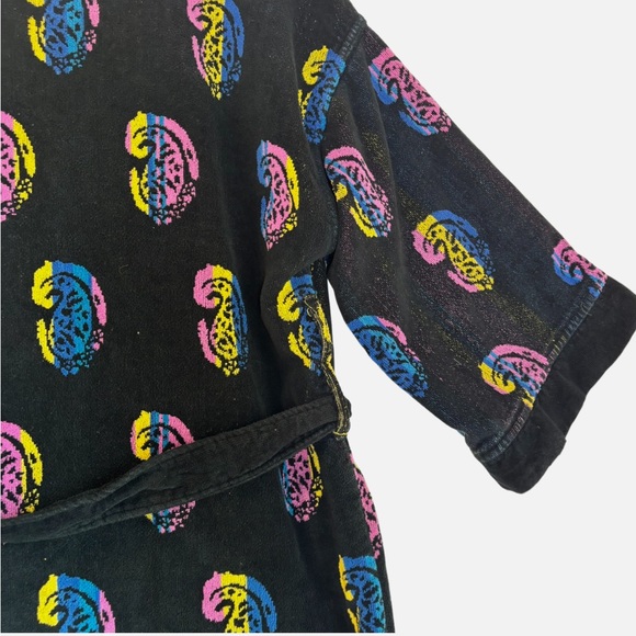 VTG Christian Dior Monsieur Robe – 80s Abstract Paisley Terry Cloth Bathrobe O/S - Picture 9 of 11